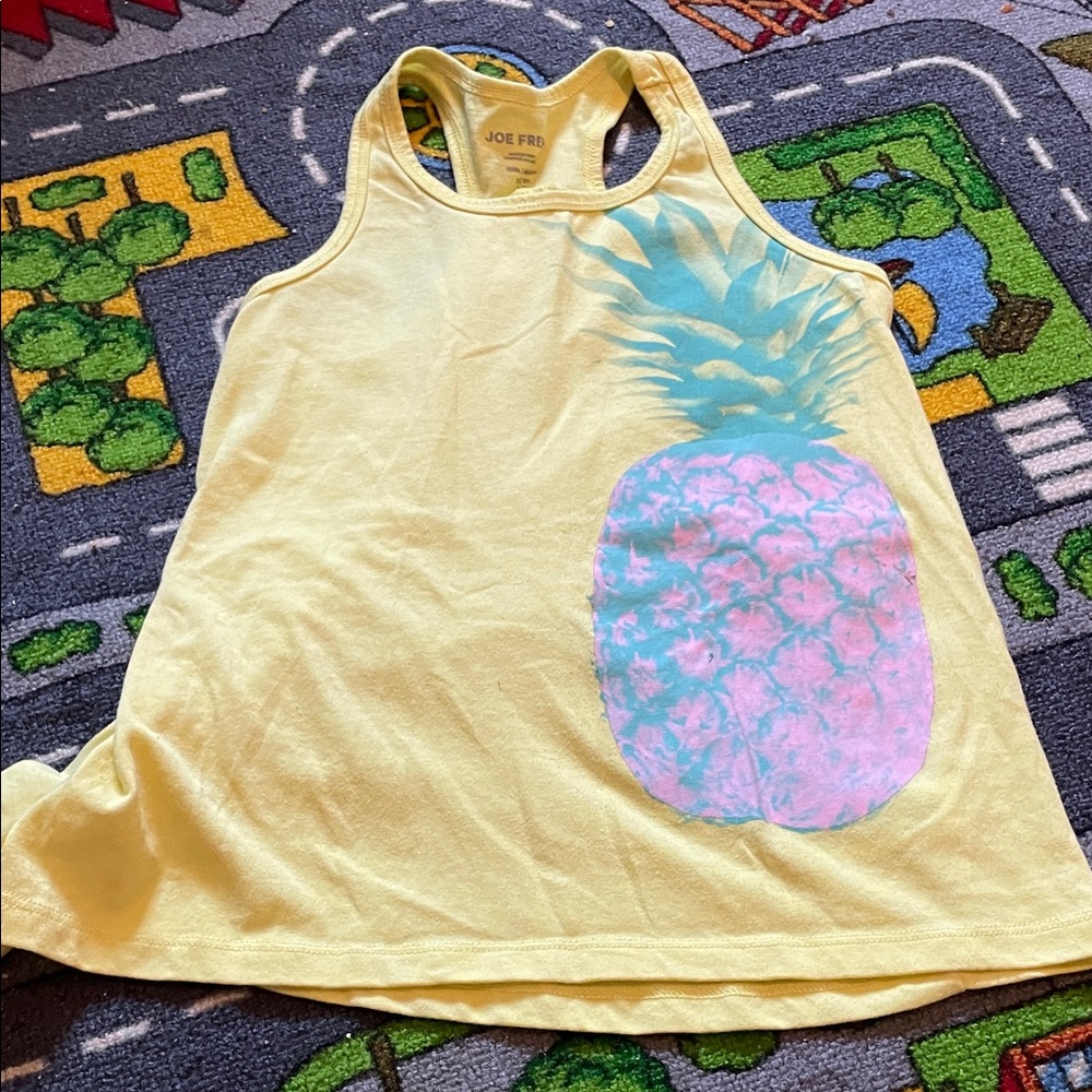 Joe Fresh Yellow Tank with Pink & Blue Pineapple Print